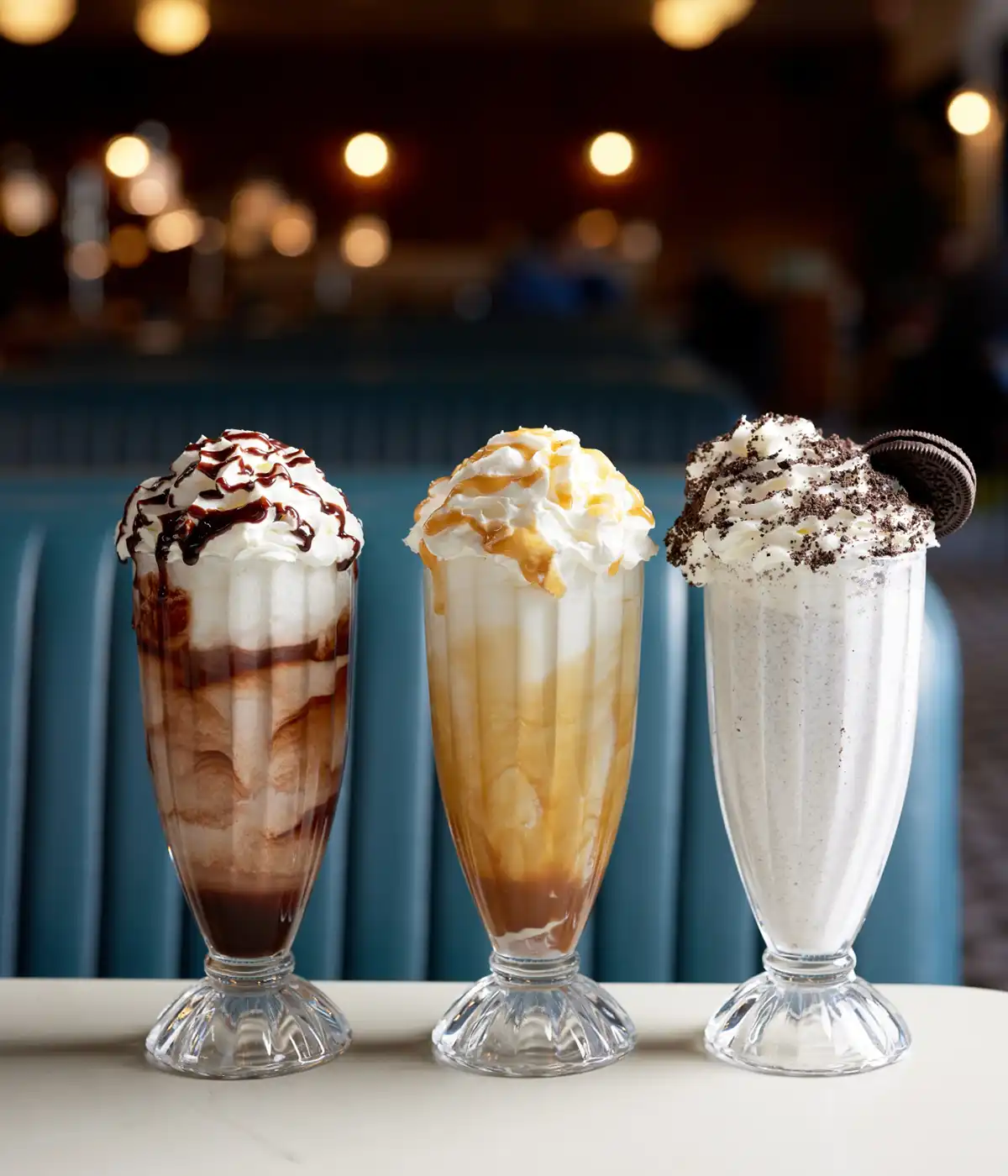 chocolate falooda, Orea falooda, and butterscotch falooda