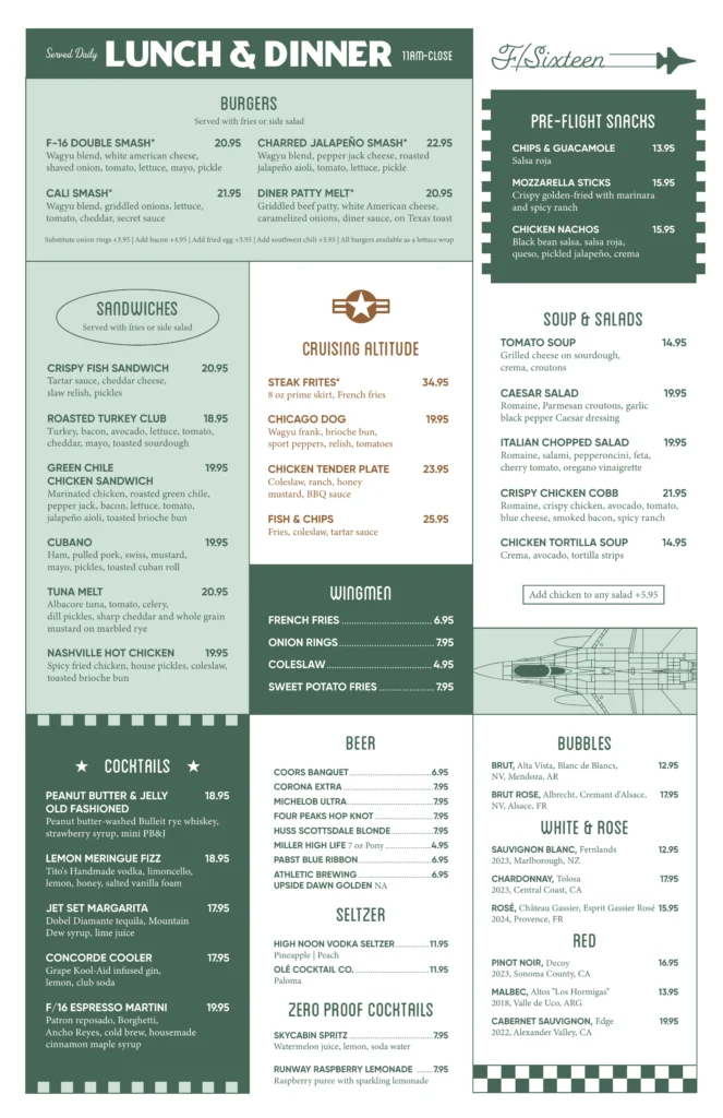 F16 Lunch Dinner Menu